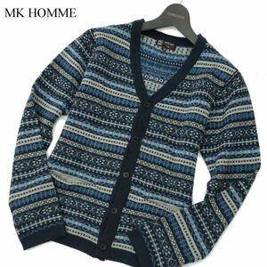 MK HOMME ミッシェルクラン オム 秋冬 ジャガード★ ニット カーディガン Sz.46　メンズ　A3T12634_A#K