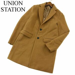 UNION STATION ユニオンステーション メンズビギ 秋冬 スムース メルトン★ チェスター コート Sz.L　メンズ キャメル　A3T12908_B#N