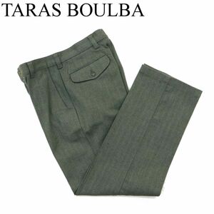 TARAS BOULBA タラスブルバ 秋冬 ウール混★ ツイード ヘリンボーン スラックス パンツ Sz.76　メンズ 灰 アウトドア 日本製　A3B05160_B#Q