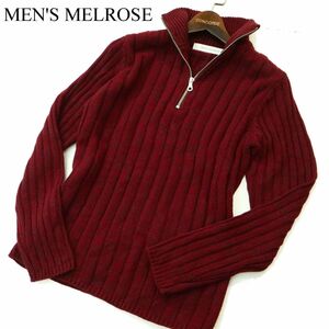 MEN'S MELROSE メンズメルローズ 秋冬 ウォッシャブル スタンドカラー ハーフジップ リブ ニット セーター Sz.3　メンズ　A3T13166_B#K