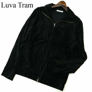 Luva Tram ルーバトラム 絹 シルク混★ ベロア ライン ダブルジップ ジャケット ブルゾン Sz.L　メンズ 黒 日本製　A3T13157_B#N