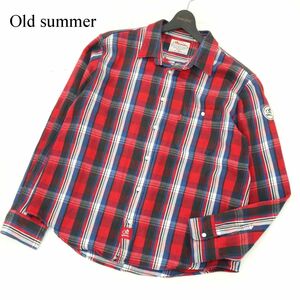 Old summer オールドサマー 秋冬 ロゴワッペン★ 長袖 ワーク チェック ネル シャツ Sz.XXL　メンズ 日本製 大きいサイズ　A3T13142_B#B