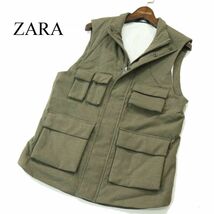 美品★ ZARA ザラ マン 現行タグ 秋冬 フィッシング風 起毛 ベスト Sz.S　メンズ　A3T13376_B#N_画像1