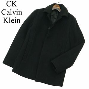 CK Calvin Klein カルバンクライン 秋冬 メルトン ウール★ 比翼仕立て ジャケット Sz.M　メンズ 黒　A3T13330_B#N