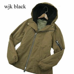 wjk black ダブルジェイケイ 秋冬 ライダース風★ フーディー 中綿 ジャケット ブルゾン Sz.2　メンズ 日本製　A3T13266_B#N