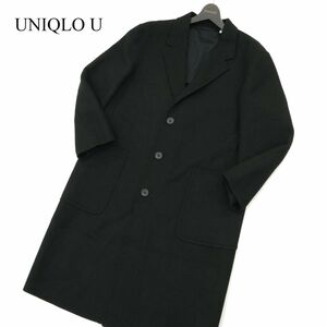 20AW★ UNIQLO U ユニクロ ユー ルメール 秋冬 メルトン ウール ダブルフェイス オーバー コート Sz.S　メンズ 黒　A3T13486_B#N