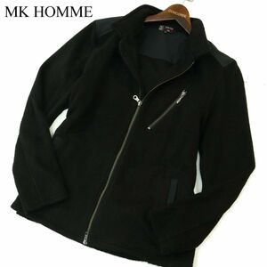 MK HOMME ミッシェルクラン オム 秋冬 【マジ軽ＢＯＡ】 襟ワイヤー フリース ジャケット ブルゾン Sz.48　メンズ 黒　A3T13510_B#N