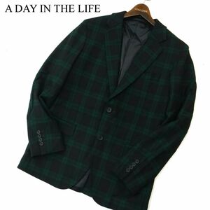 A DAY IN THE LIFE ユナイテッドアローズ 秋冬 ウール★ ブラックウォッチ チェック テーラード ジャケット Sz.L　メンズ 紺　A3T13514_B#N