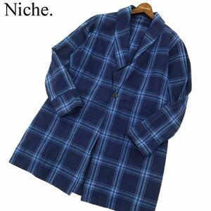 Niche. ニッチ 【Balboa Gown Coat】通年 ショールカラー★ インディゴ染め ロング ガウン コート Sz.M　メンズ 日本製　A3T11180_9#O