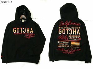 GOTCHA ガッチャ 秋冬 ビッグ ロゴ★ 裏起毛 フーディー スウェット プルオーバー パーカー Sz.M　メンズ 黒 サーフ　A3T12553_A#H