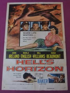 ◎H6956/超特大★珍品ポスター/洋画『HELL’S HORIZON』1955年/マーラ・イングリッシュ、ジョン・アイアランド、ビル・ウィリアムズ◎