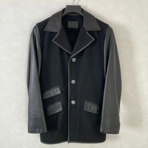 美品　レザーコート　レザージャケット　ラムレザー　本革　黒　ブラック　メンズ　男　秋服　冬服