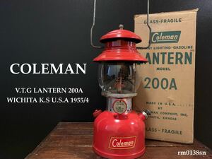 ビンテージ★コールマン/Coleman/ランタン/Lantern/200A【超年代物★1955年4月】【希少☆イエローボーダー★PYREXグローブ★背面SUNSHINE】