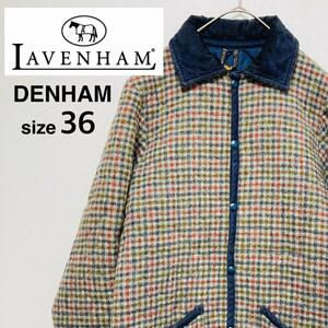 【美品】LAVENHAM　ラベンハム　DENHAM　デンハム　マルチカラー　カバーオール　キルティング　スーツ上着　チェック　コート　出勤