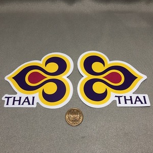 新品・即決・タイで購入した、タイ航空のロゴマークのステッカー・左右セット・小