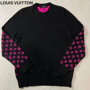 ☆極美品☆ LOUIS VUITTON カシミヤ99% モノグラム　ニット　セーター　ハーフロゴ　メンズ　XLサイズ