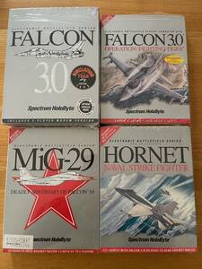 FALCON 3.0, Operation:Fighting Tiger, MiG-29, Hornet 4点セット 1991, 1992, 1993年 IBM-PC