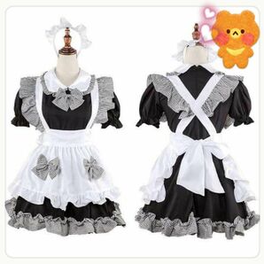 セール　高品質　メイド服　コスプレ　メンズ　　ゴスロリ　ロリータ　チェック　リボン　SM　配信　大きいサイズ　ぽっちゃり　XL　Ｌ