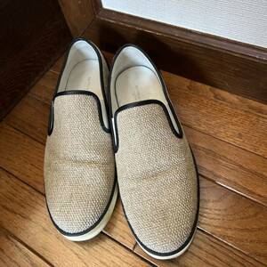 ボッテガヴェネタ BOTTEGA VENETA スリッポン 麻×レザ