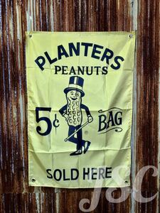 MR.PEANUT ミスターピーナッツ BIG バナー フラッグ ヴィンテージ アメリカン雑貨 ハーレー ガレージ 店舗 トラック BC3