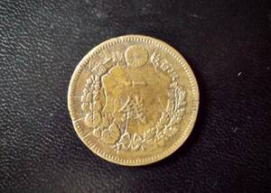  error coin crack dragon 1 sen copper coin Meiji 18 year free shipping (6633) Japan old coin money money .. . chapter antique goods 