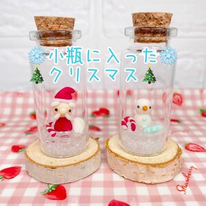 ハンドメイド　小瓶に入ったクリスマス　小瓶　クリスマス　サンタ　　ミニチュア