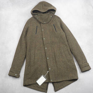 定価59,850円『undecorated MAN』ツイードモッズコート size:1(M相当) カーキ M-51 アンデコレイテッドマン 管理1049