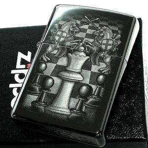 ZIPPO ライター ブラックアイス チェスデザイン ジッポ かっこいい Chess Design レーザー彫刻 メンズ おしゃれ 黒 プレゼント ギフト