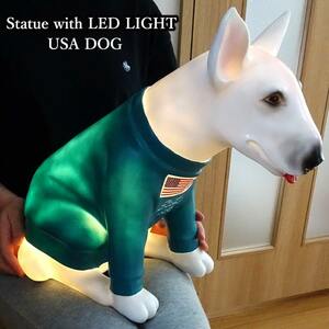 LEDライト 犬 置物 ネオン インテリア ヴィンテージ 可愛い Statue with LED LIGHT レトロ アメリカン USA DOG イヌ 雑貨 かわいい