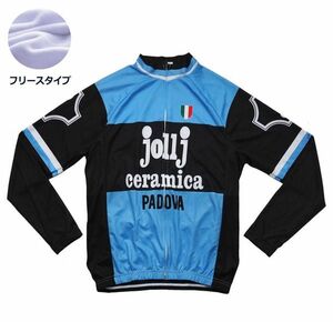 新品 長袖 裏起毛 サイクルジャージ レトロデザイン No16 XL イタリア フルジップ ウェア メンズ サイクリング フリース ロードバイク MTB