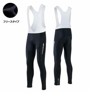 新品 サイクリング ロングパンツ No5 Mサイズ ビブ付 裏地フリース 裏起毛 ゲルパッド付 メンズ ブラック ウェア 自転車 MTB ロードバイク