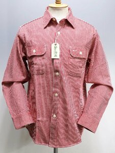 SugarCane (シュガーケーン) Hickory Stripe Work Shirt / ヒッコリーストライプ ワークシャツ sc27853 未使用品 レッド size L