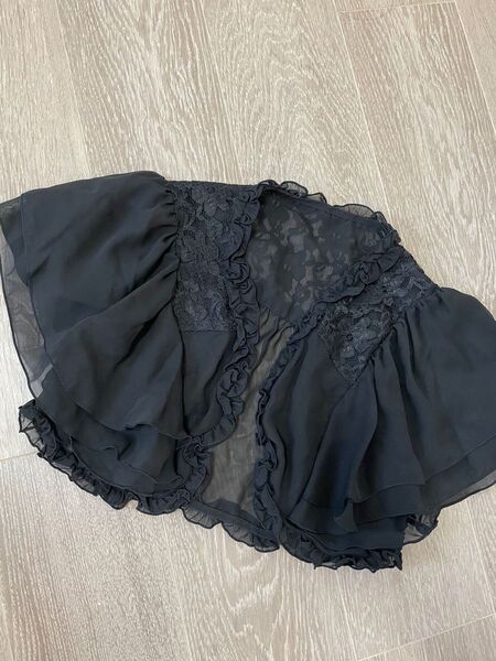 結婚式 パーティー 発表会 ショール 美品 黒 カーディガン ボレロ