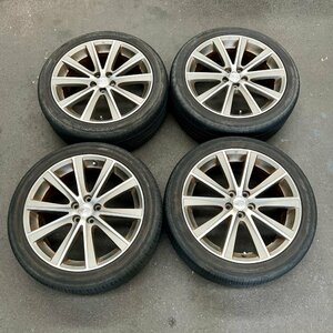 タイヤ付き純正ホイール4本セット　レガシィツーリングワゴン　BRG　18×7 1/2J　+55　100　5穴　225/45R18　2019年製　4・5ミリ