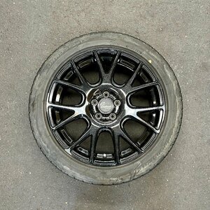 タイヤ付き社外ホイール1本　Verthandi YH-M7V(ヴェルザンディ)　艶ありブラック　17×7J　+48　100　5穴　205/50R17　2021年製　4ミリ