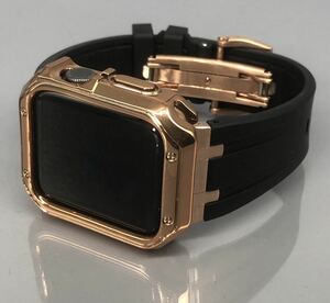  черный R Gold Apple часы частота резиновая лента Apple Watch кейс покрытие Ultra 38mm 40mm 41mm 42mm 44mm 45mm 49mm