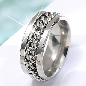  new goods * free shipping * silver metallic silver rotation chain platinum finish silver ring birthday present travel summer sea festival consecutive holidays flower fire gift domestic sending 