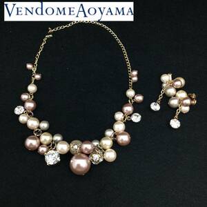 【美品】PLUS VENDOME AOYAMA ヴァンドーム 青山 パールネックレス パールイヤリング 2点セット パーティー ドレス まとめ売り （E1134）