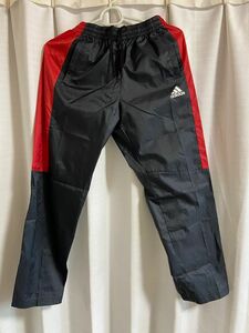 adidas シャカシャカズボン 薄手 赤×黒 裾ジッパー