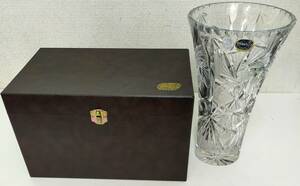 BOHEMIA LEAD CRYSTAL GLASS ボヘミア クリスタル 花瓶 フラワーベース カットガラス 木箱付