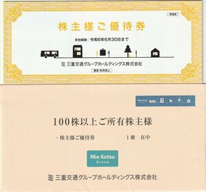 三重交通　株主様ご優待券　1冊　共通路線バス乗車券2枚他　有効期限令和6年6月30日まで