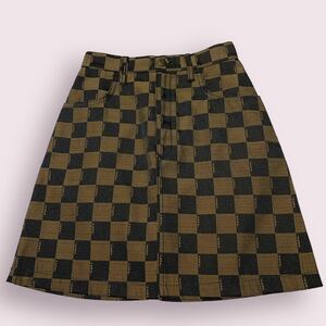 FENDI Fendi block check pcs shape miniskirt 24inch