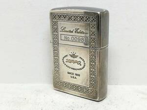 N9-260　ZIPPO/ジッポー　オイルライター　Limited Edition　No.0098　ZIPPOロゴ　銀メッキ/シルバー　D/Ⅸ【中古品】