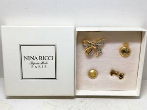 I10-103　NINA RICCI/ニナリッチ　アクセサリー　ブローチセット　ゴールドカラー【中古品】