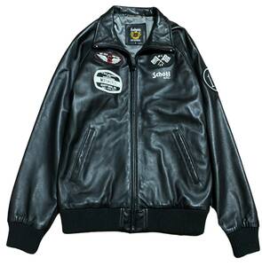 schott Leather Truck Jacket ショット 羊革 シープスキン レザー トラックジャケット 黒 M