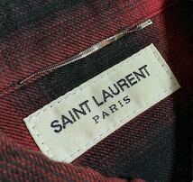 2015 エディ期 SAINT LAURENT PARIS　サンローラン パリ オンブレ チェック柄　長袖シャツ 赤/黒 M_画像3