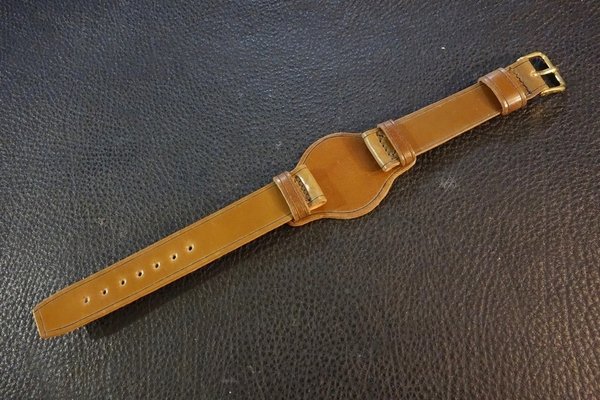 ◆台座付VINTAGE BELT◆高品質国産コードバン カスタムオーダー(台座SIZE/BUCKLE COLOR) WHISKEY BROWN 16mm 受注生産 日本製 腕時計ベルト