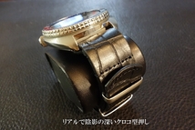 ◆Leather NATO G10Strap◆高品質国産本革クロコ型押しカーフ BLACK 18mm カスタムオーダー(バックルカラー) 受注生産 日本製 腕時計ベルト_画像6