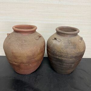 t11-357 備前焼　壺 つぼ　花器　2点まとめて　保管品