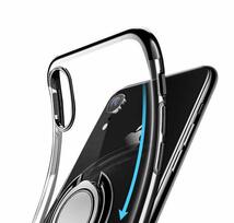 iPhone XR 用ケース 黒 リング付き ブラック 透明 TPU 薄型 軽量 iPhone Xr アイホン アイフォン アイホーン 送料無料 新品 匿名配送_画像2